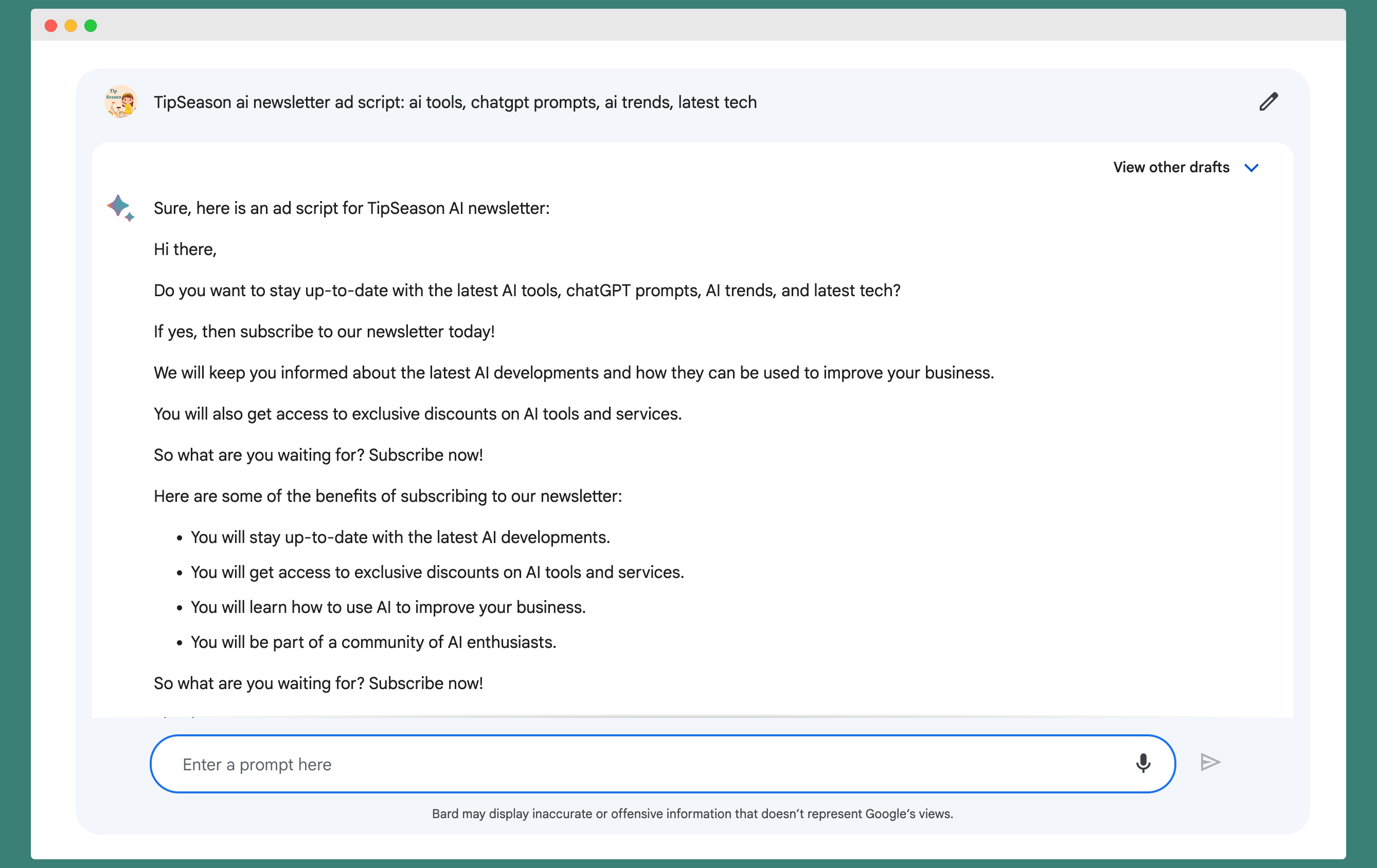 bard ai prompts for marketing