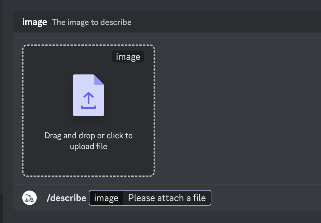 midjourney describe command input