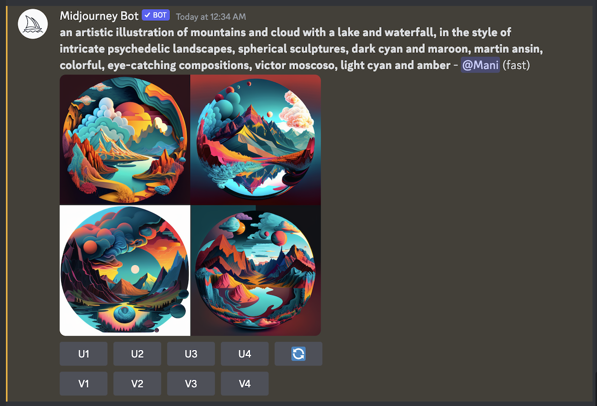 midjourney describe command output variation